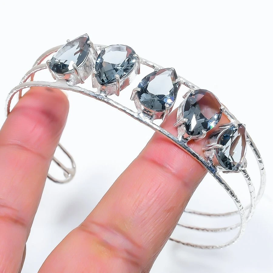 VALENTINO Bracciale Lonon Topazio Blu Fatto a Mano Argento Sterling 925 Regolabile