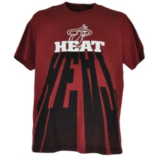 NBA Miami Heat Red Authentic UNK Shadow Letters Basketball Adult Tshirt Tee 