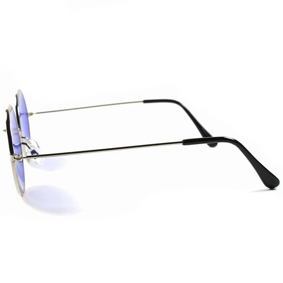 Óculos de sol redondo azul clássico vintage retrô anos 70 masculino feminino hippie Lennon - Imagem 3 de 4