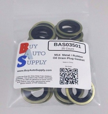 Oil Plug Gasket 25 Pack M14 Metal Rubber Oil Drain Plug Gaskets - Fits Ford & Lincoln Vehicles, Part #097-025 Oil Drain Plug Gasket Kit - Foto 12