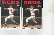 FREE SHIPPING-MINT-1986 Topps #442  Ron Robinson  Reds-2 CARDS