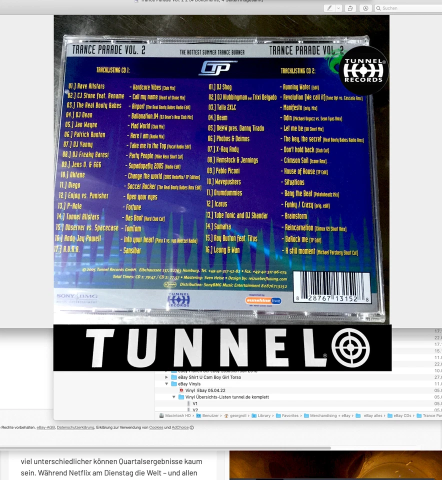 TRANCE PARADE VOL. 2 - TUNNEL 2CD COMPILER - Bild 2 von 2