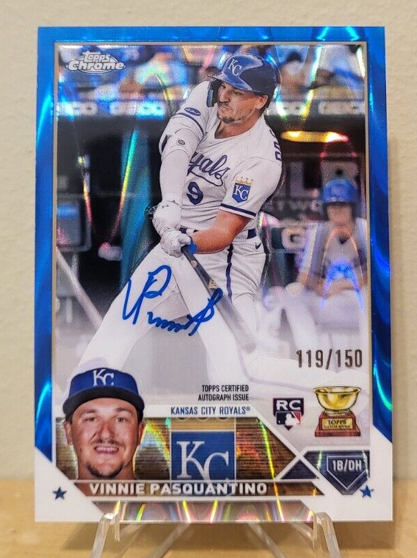 2023 Topps Chrome Vinnie Pasquantino Rookie Blue RayWave Refractor Auto SP /150