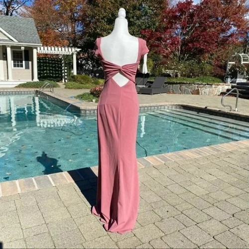 NWT BHLDN Katie May Madison Maxi Dress Pink Wedding Long Crepe MOB Size 8 - Picture 8 of 10