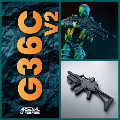 G36C V2 [Black]- 1:12 Scale 3D Printed Action Figure Upgrade