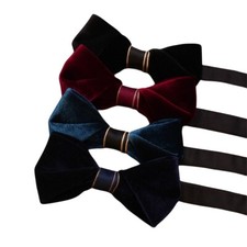 Men's Unique Solid Color Soft Velvet Bowtie Pre-tied Adjustable Wedding Bow Tie