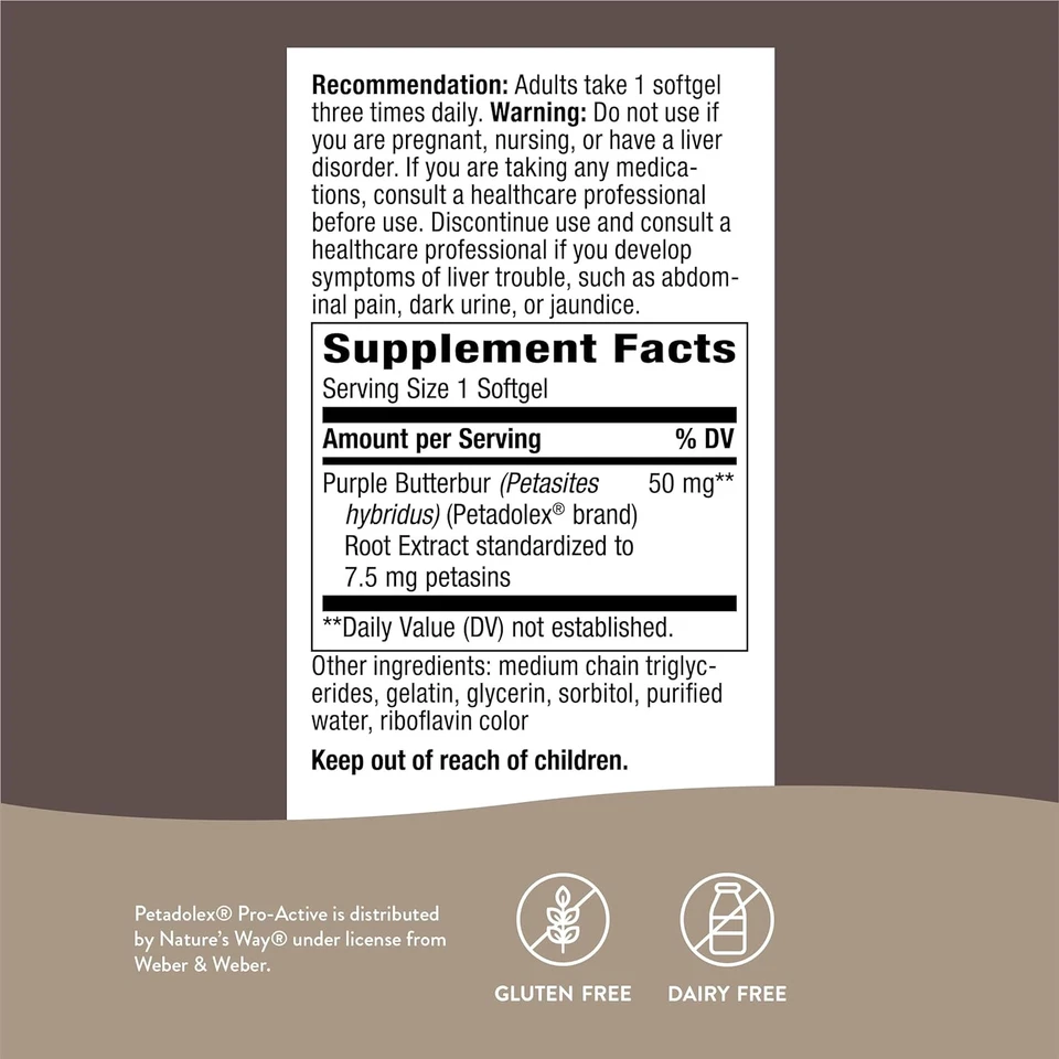 Nature's Way Petadolex Pro-Active, salud y relajación de los vasos sanguíneos en el sujetador Foto 4 de 4