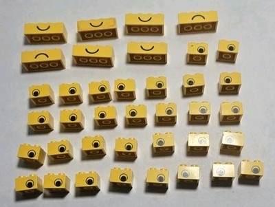 Lot Of 7x LEGO Yellow Brick Duplo Style Smile Frown And 31x Eyes Blocks RARE!