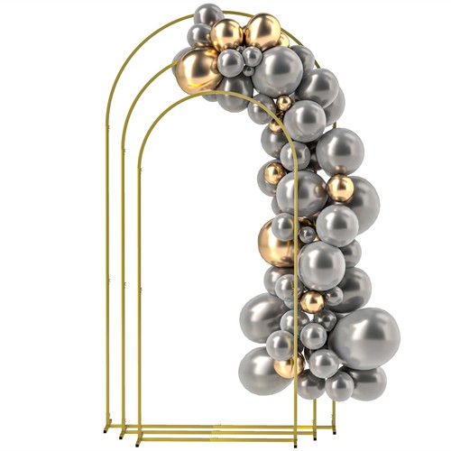 Outsunny Metal Arch Stand Set of 3, 7/6.5/6 ft Wedding Arch , Refurbished