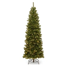 National Tree Company Pre-Lit Artificial Slim Christmas Tree Green North Vall...