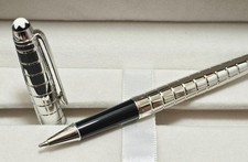 Penna a sfera Montblanc Meisterstuck corpo a quadri in acciaio inchiostro nero