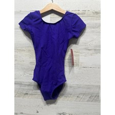 Capezio Leotard Girls Small Purple Short Sleeve Scoop Neck TB132C NWT