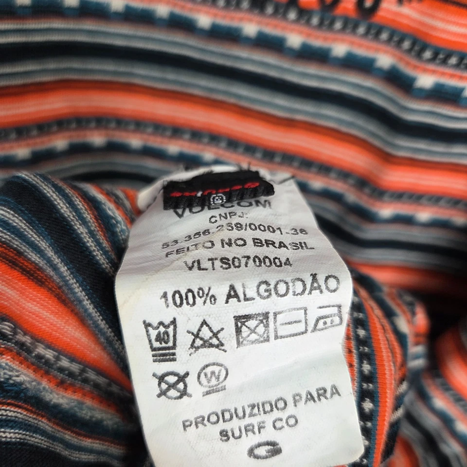 Volcom Tank Top Mens Small Orange Striped Casual 12707 - Image 3 of 4