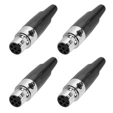 4PCS 6 Pin Female Mini XLR Connector, Mini XLR Jack Adapter Plug, Black