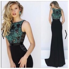 Sherri Hill Dress 50213 Green Black Beaded Gown 6/4 Xs/s Prom Sleeveless Formal