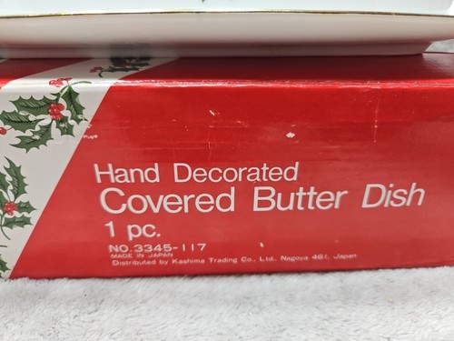 ACEBO DE NAVIDAD con borde dorado plato de mantequilla FINA CHINA JAPÓN vacaciones raro - Imagen 3 de 9