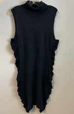 Calvin Klein Womens Sweater Dress Gray Heathered Ruffle Trim Turtleneck L