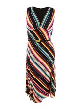 Lauren Ralph Lauren Women's Striped Crinkle Georgette Dress (14, Black Multi)