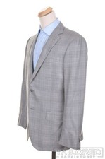ERMENEGILDO ZEGNA Gray Plaid CASHMERE SILK Sport Coat Blazer - BESPOKE 40 R
