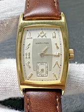 VINTAGE HAMILTON 6172 REGISTERED EDITION MASONIC GOLD TONE WATCH M179