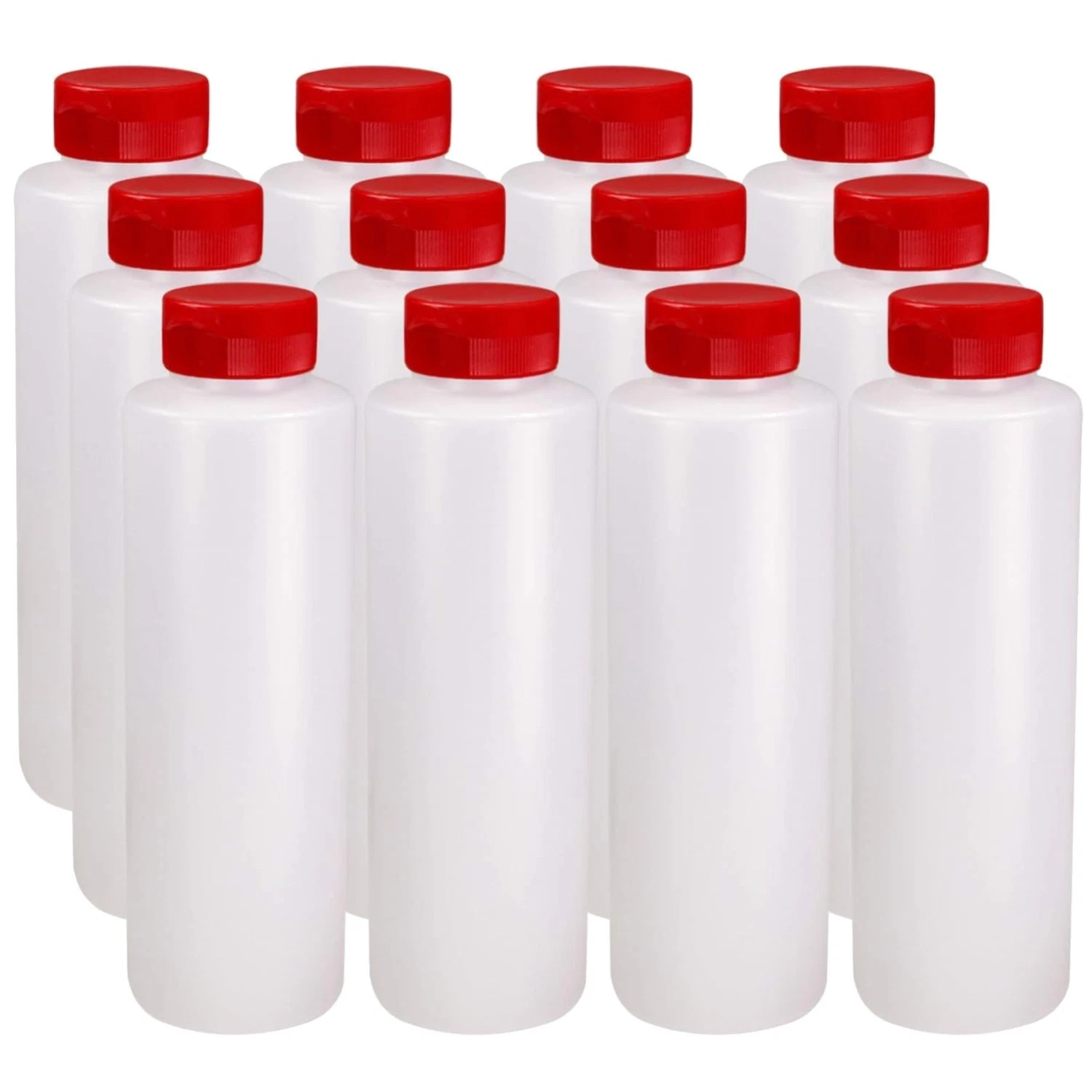 Red Cap 16 oz Squeeze Bottles Set of 12 for Sauces, Ketchup