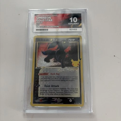 Pokémon TCG Umbreon Gold Star 17/17 Celebrations Holo Ace 10 Perfect Sub Grades