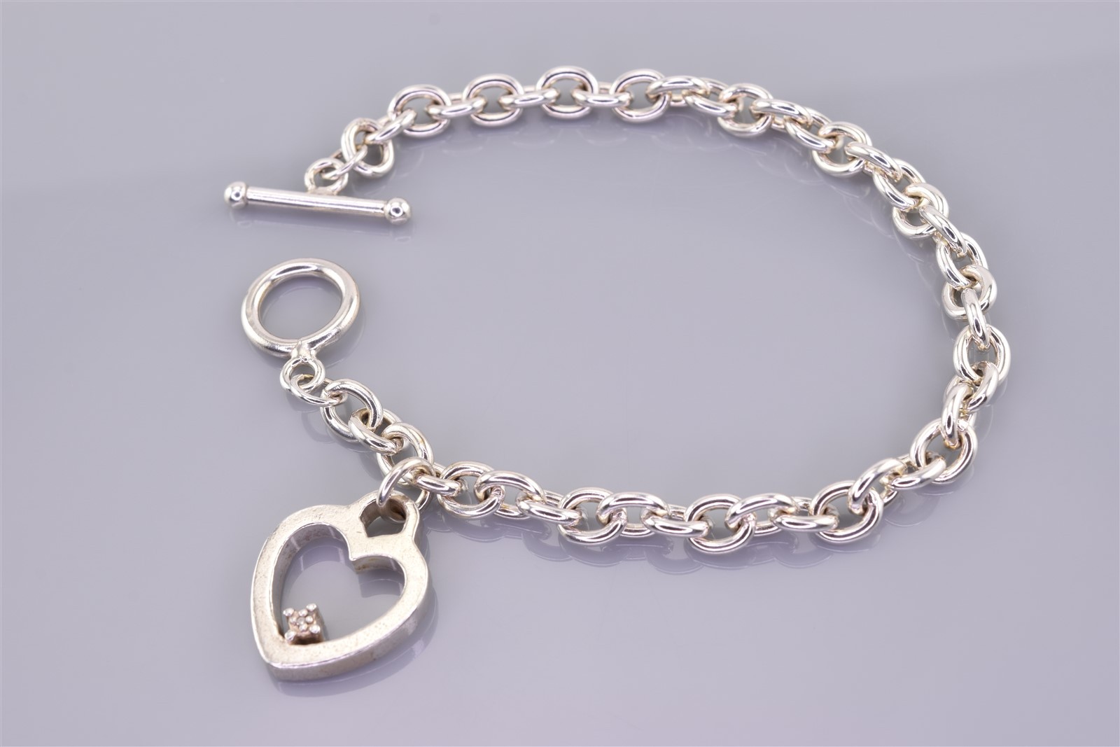 Sterling Silver Solid Oval Linked Diamond Accent … - image 1