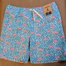 Chubbies Youth XL 18/20 Swim Trunks Blue Pink Flamingo Print Mesh Liner NWT