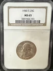 1946-S Silver Washington Quarter NGC MS 65