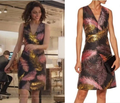 Etcetera Black Metallic Feather Cocktail Dress V-Neck Sleeveless Party Dress 2 - Picture 10 of 12