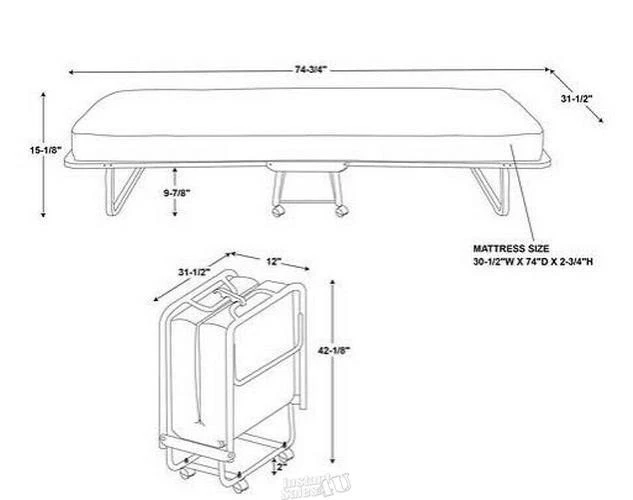 Cama Plegable Linon-Tremont 74.8"Lx31.5"Dx15"H Marco Tubo Metal Acero Duradero Foto 4 de 4