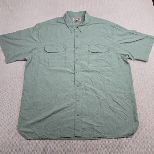 Duluth Trading Co Shirt Mens 2XL Tall Green Short Sleeve Button Up Nylon Pockets
