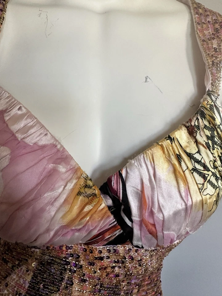 Dave & Johnny 作者 Laura Ryner 真丝串珠吊带礼服 5/6 连衣裙舞会热带 4 — 第 3/4 张图片