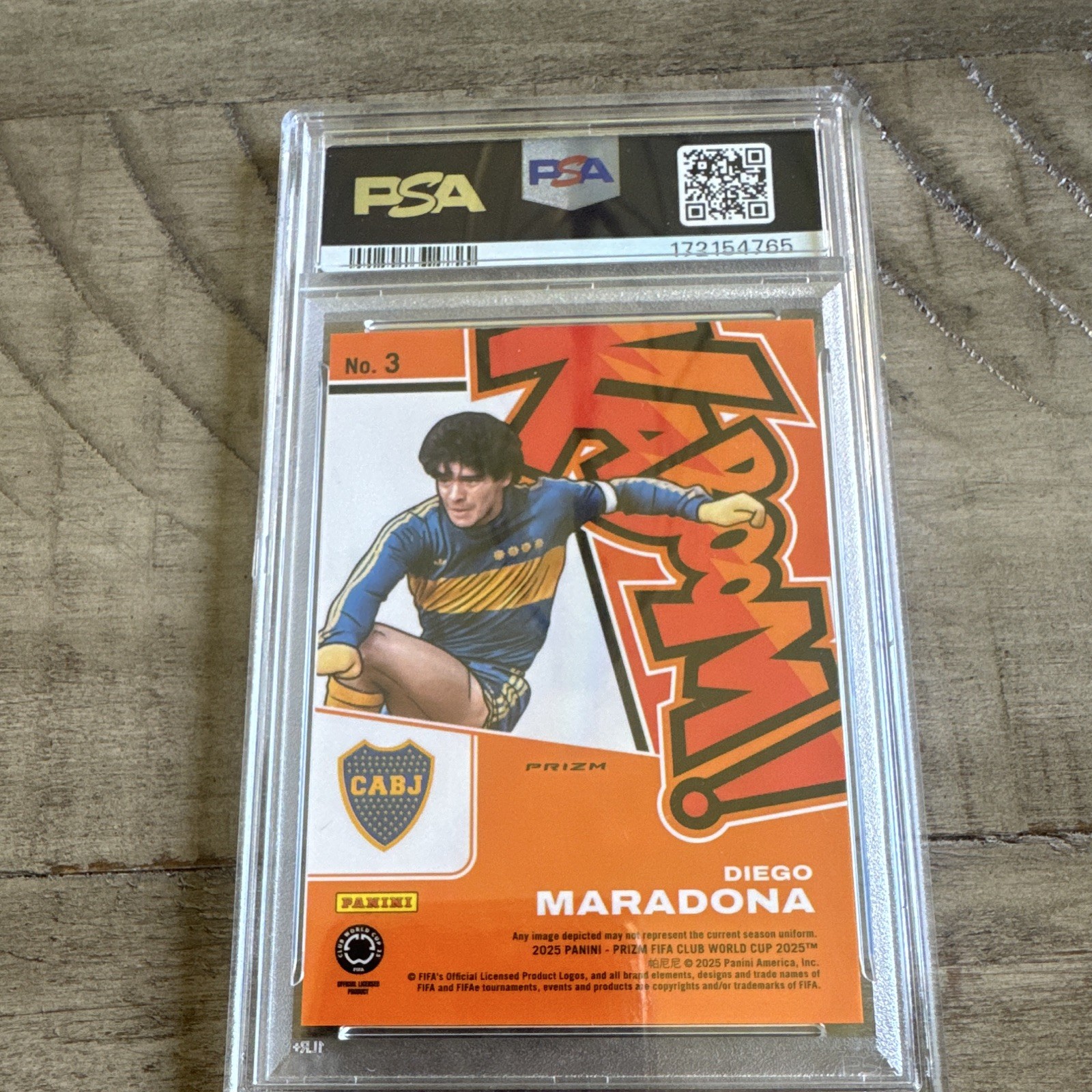 2025 Panini Prizm FIFA Club World Cup Kaboom! Diego Maradona #3 PSA 10 view 2