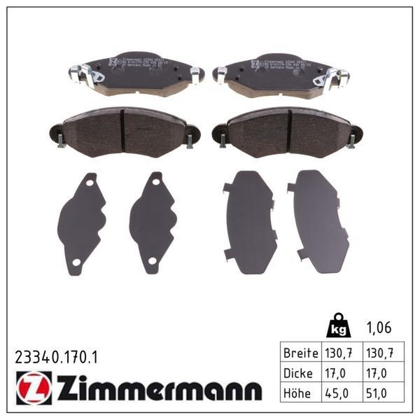 Zimmermann 23340.170.1 Bremsbelagsatz, Scheibenbremse-image