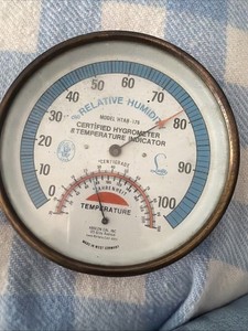 Hygrometer Brass AbbeonLufft Temperature Humidity Indicator  Fahrenheit VTG