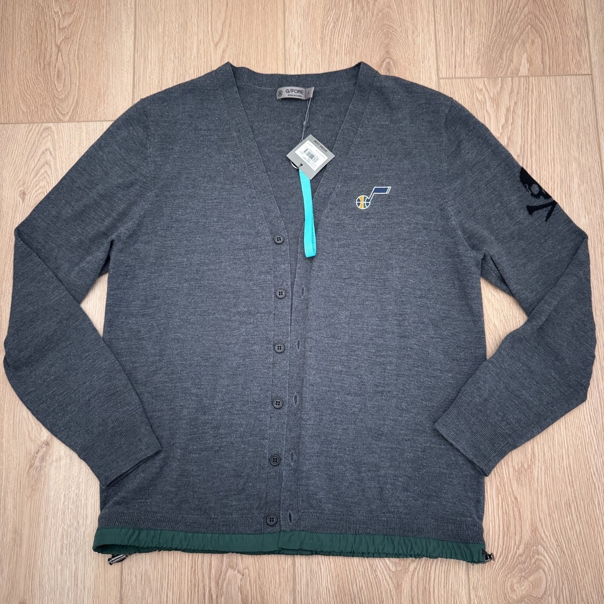 G/FORE NWT Wool Cardigan Sz L Gray Skull WGC 1896 Knit Sweater