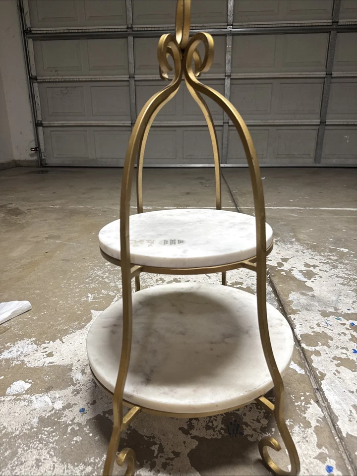 Moderner zweistufiger Servierständer Tablett Essensaufsteller Marmor �� - Bild 4 von 4