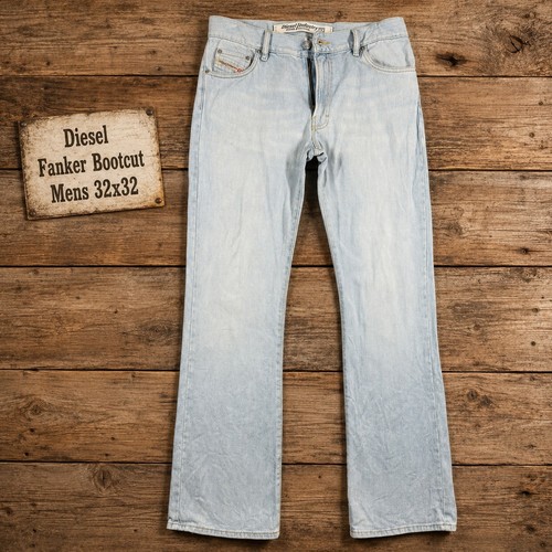 Diesel Fanker Bootcut Jeans Mens 32x32 Light Wash Distressed Denim Italy