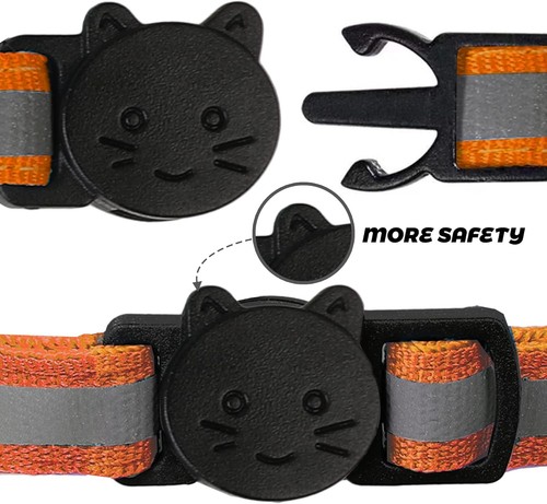 BANMODER 2 Pack Reflective Cat Collar Breakaway with 7.5 - 12.5, Orange - Picture 2 of 6