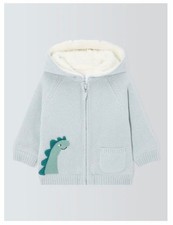 John Lewis Baby Pale Blue Dinosaur Borg Hooded Cardigan Age 6-9 Months *BNWT*