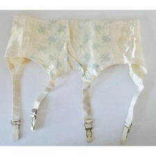 VINTAGE NEW 1960's MACBESS Women's Cream with Blue Flowers Garter Belt Size S