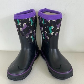 Bogs Kids Stomper Unicorn Waterproof Snow Rain Boots Black Purple Size 12