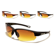 X Loop Sunglasses HD High Definition Amber Lenses Wrap Around Plastic Half Frame