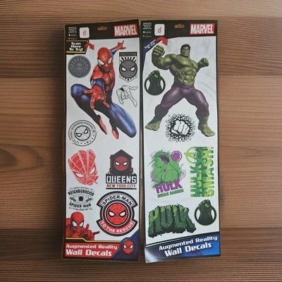 Marvel HULK & Spider-Man Augmented Reality Decals Peel & Stick 18 Vinyl Stickers
