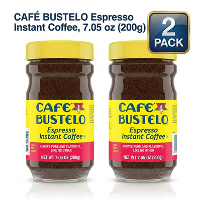 (PACK OF 2) Cafe Bustelo, Espresso Style, Dark Roast Instant Coffee, 7.05 oz Jar