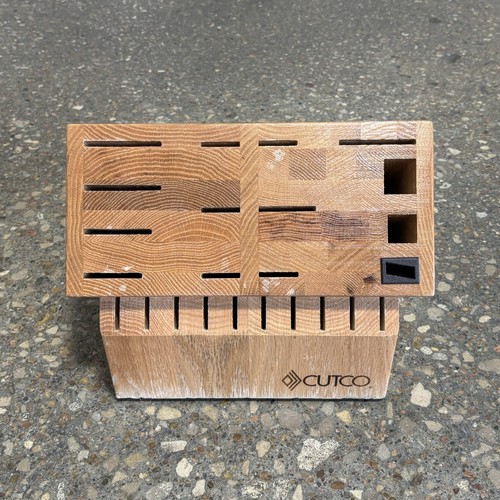 Cutco Ultimate Large 24-Slot Wood Wooden Knife Block Oak Finish Made In USA