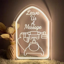 Leave a Message Neon Sign Wall Decor 3Drt Carving Design USB Powered 11.8 IN A