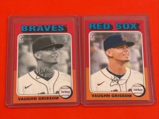 2024 Topps Heritage Vaughn Grissom Black & White & Base 2 Card Lot Red Sox #334