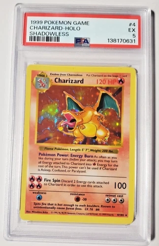 1999 Pokemon Shadowless Charizard Holo #4/102 PSA 5